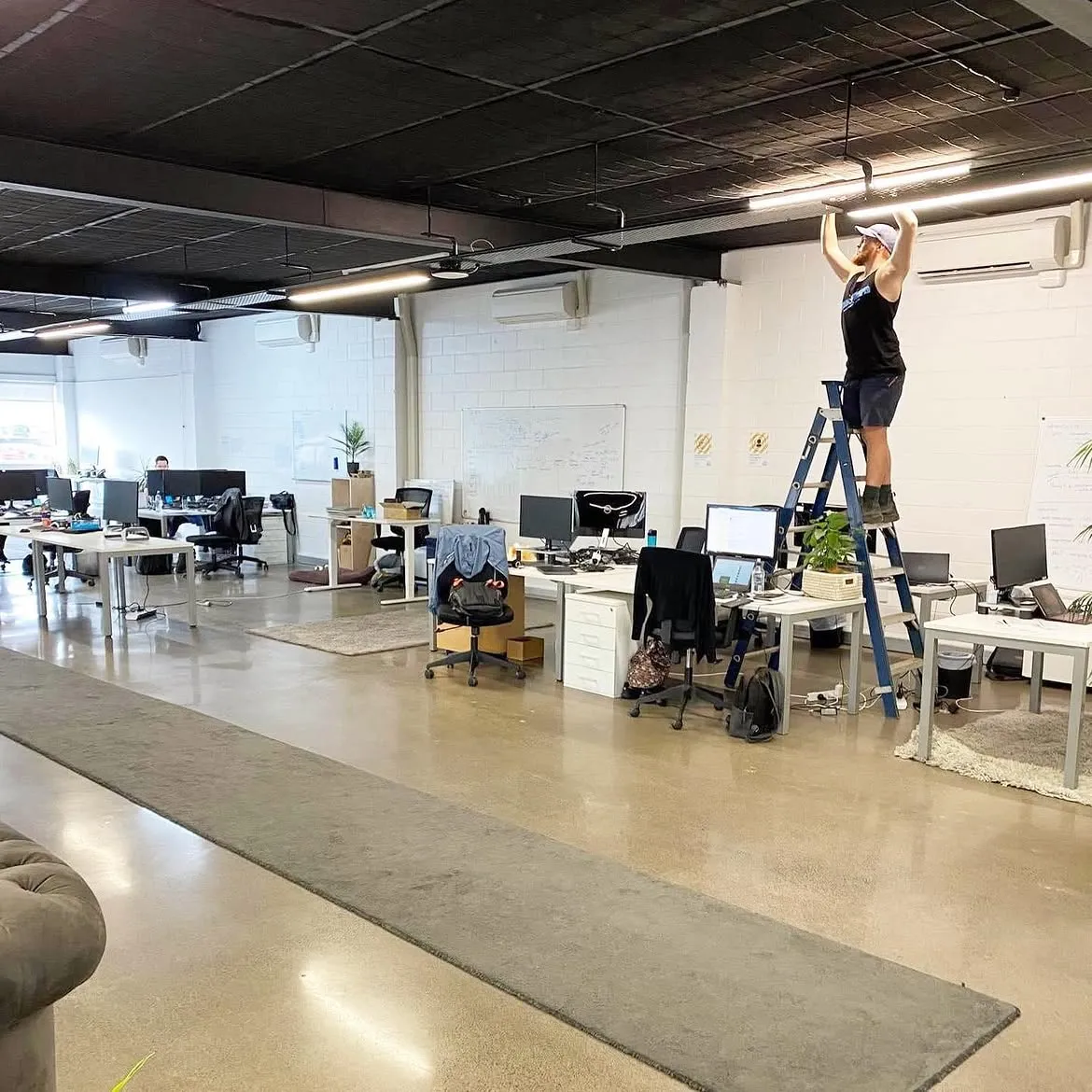 Commercial LED strip lighting installation in an Auckland office by Totally Amped Electrical